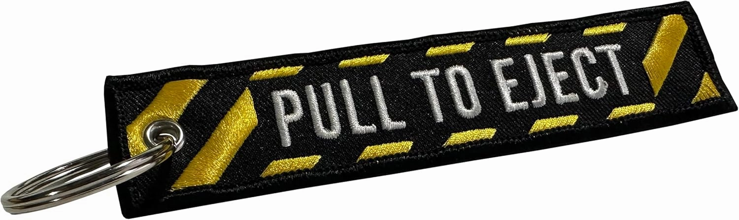 "Pull To Eject Embroidered Key Chain