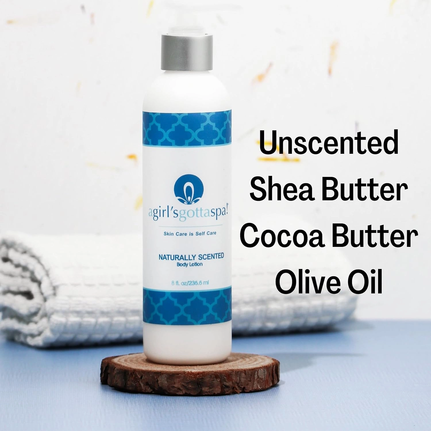 A Girl's Gotta Spa! Naturally Scented Body Lotion Unscented with Shea and Cocoa Butter 8oz