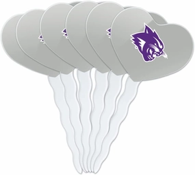 Abilene Christian Secondary Logo Heart Love Cupcake Picks Toppers Decoration Set of 6