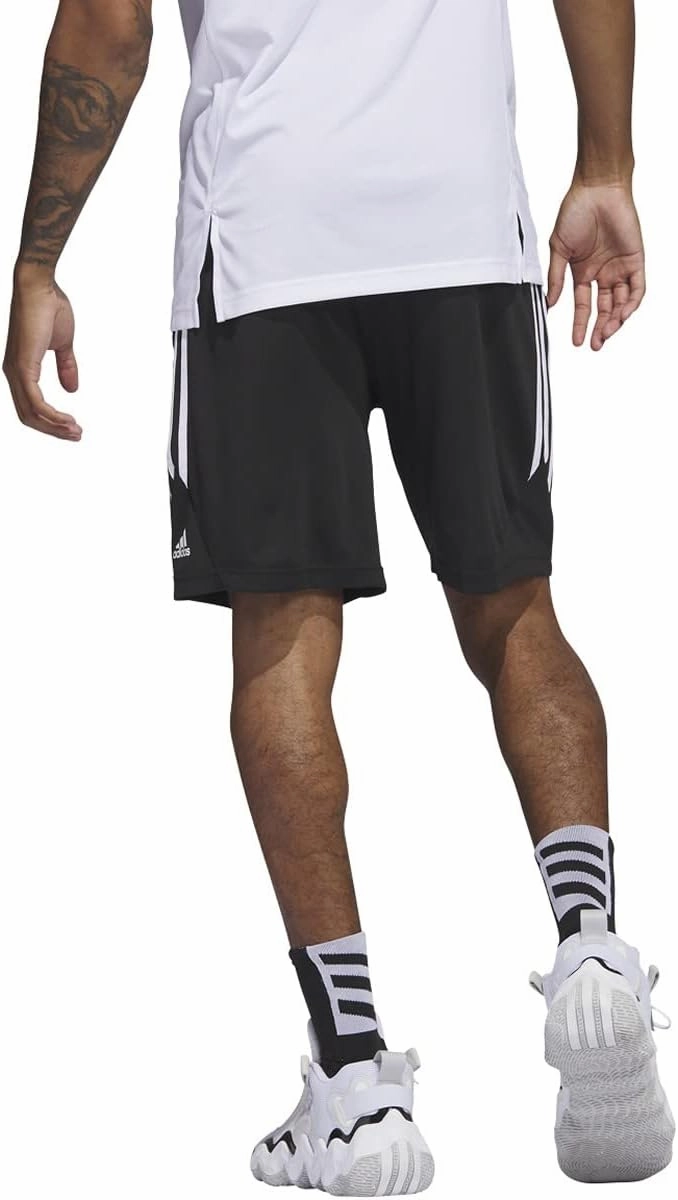 adidas Legends 3 Stripes Mens Basketball Shorts S 9in Black-White