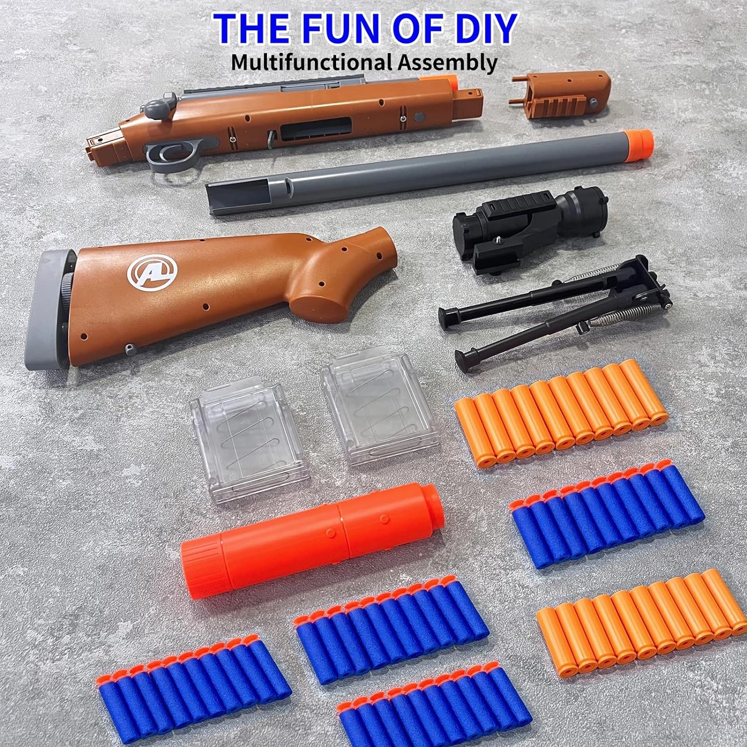 AGM MASTECH M24 Soft Bullet Toy Gun, Empty Shell Ejecting Design, Enhanced Scope, 40 Soft Foam Darts, 20 Shells, 2 Magazines. Outdoor Toys, Toy Dart Blaster for Boys and Girls (Brown)
