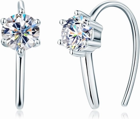 AINUOSHI Moissanite Hoop Earrings for Women, Yellow/ White Gold VVS1 Clarity Minimalist Tiny Cartilage Hoops Earrings 925 Sterling Silver Small Open Huggie Earrings Hypoallergenic with Jewelry Box Packed