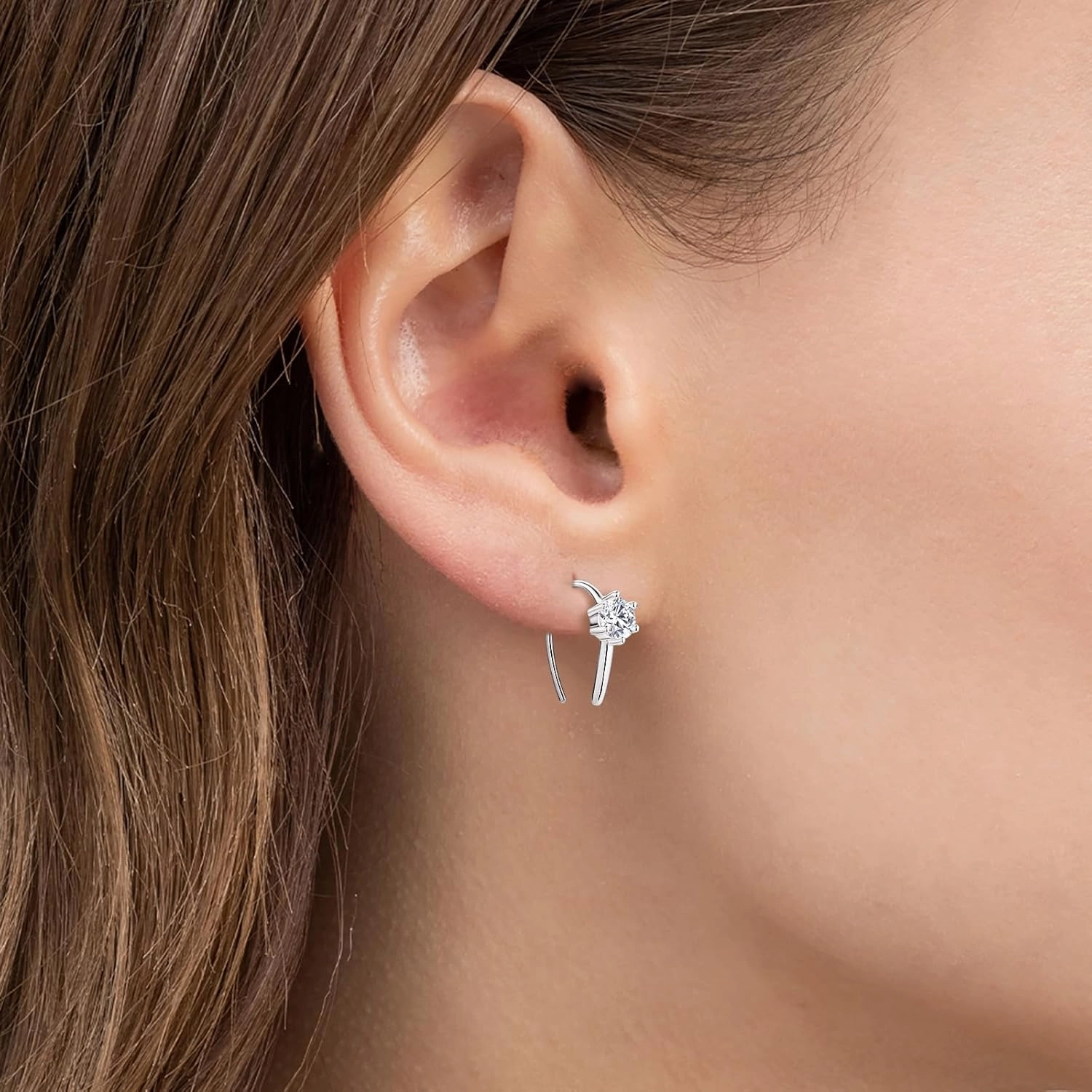 AINUOSHI Moissanite Hoop Earrings for Women, Yellow/ White Gold VVS1 Clarity Minimalist Tiny Cartilage Hoops Earrings 925 Sterling Silver Small Open Huggie Earrings Hypoallergenic with Jewelry Box Packed