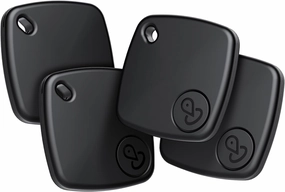 Air Tag (Black) 4-Pack, Bluetooth Tracker Work with Apple Find My (iOS Only), Key Finder and Item Locator Smart Tag with Key Ring/Lanyard, Tracker Tag for Keys/Luggage/Wallet, Replaceable Battery