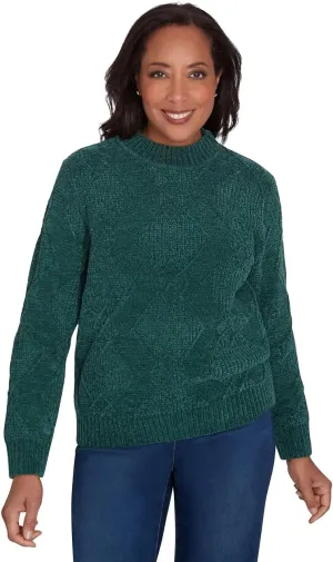 Alfred Dunner Classic Pattern Soft Turtleneck Sweater