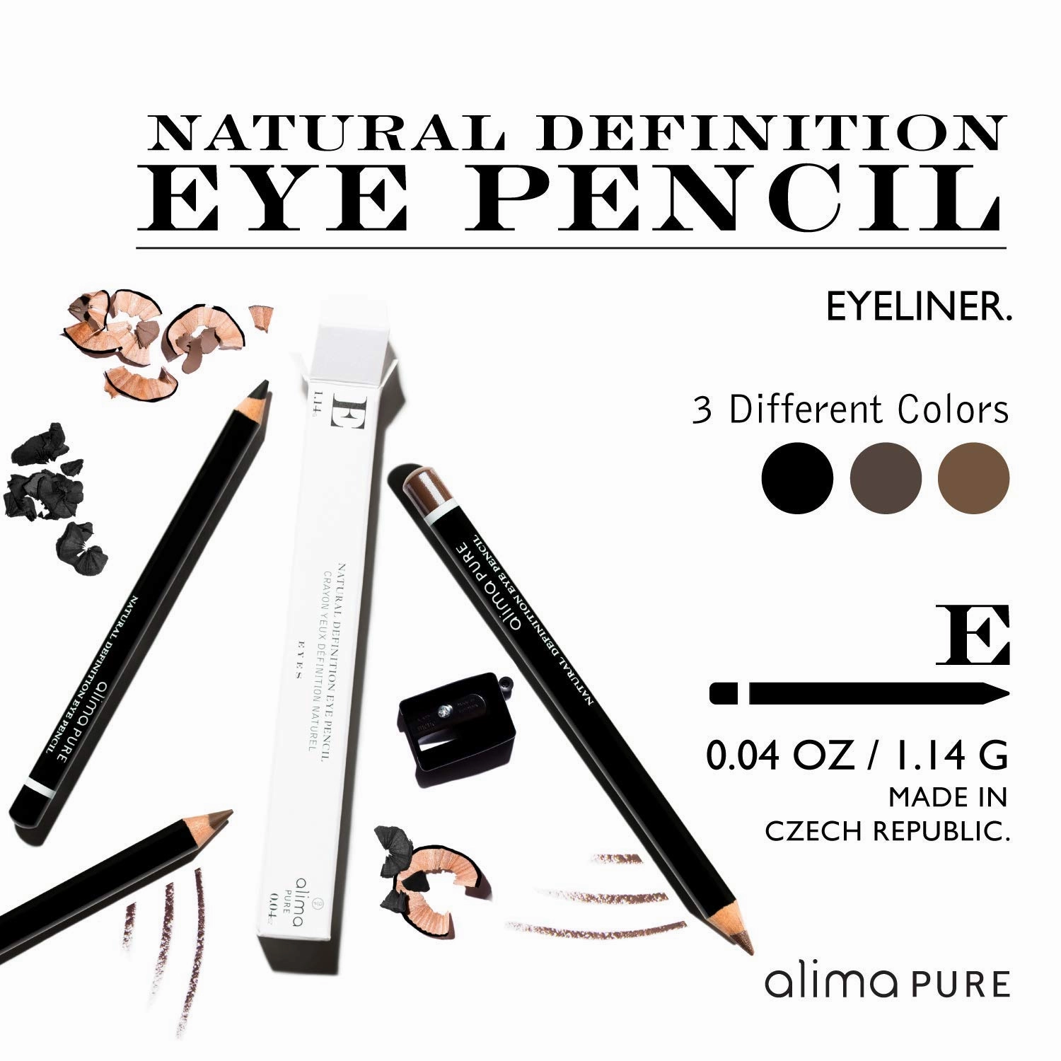 Alima Pure Natural Eye Pencil, Brown Eyeliner With Jojoba Oil, Natural Look Brown Eye Liner Pencil, Vegan Eyeliner Pencil, Eye Makeup Brown Eyeliner Coffee (.04 oz/ 1.14 g)