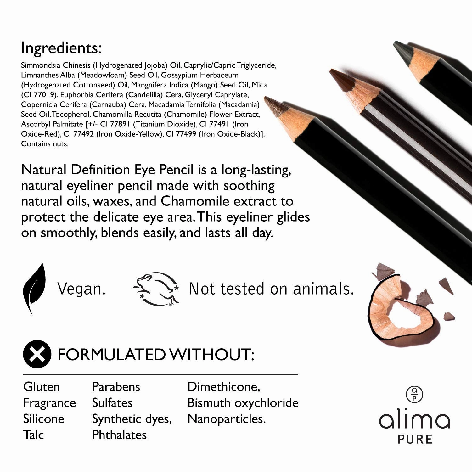 Alima Pure Natural Eye Pencil, Brown Eyeliner With Jojoba Oil, Natural Look Brown Eye Liner Pencil, Vegan Eyeliner Pencil, Eye Makeup Brown Eyeliner Coffee (.04 oz/ 1.14 g)
