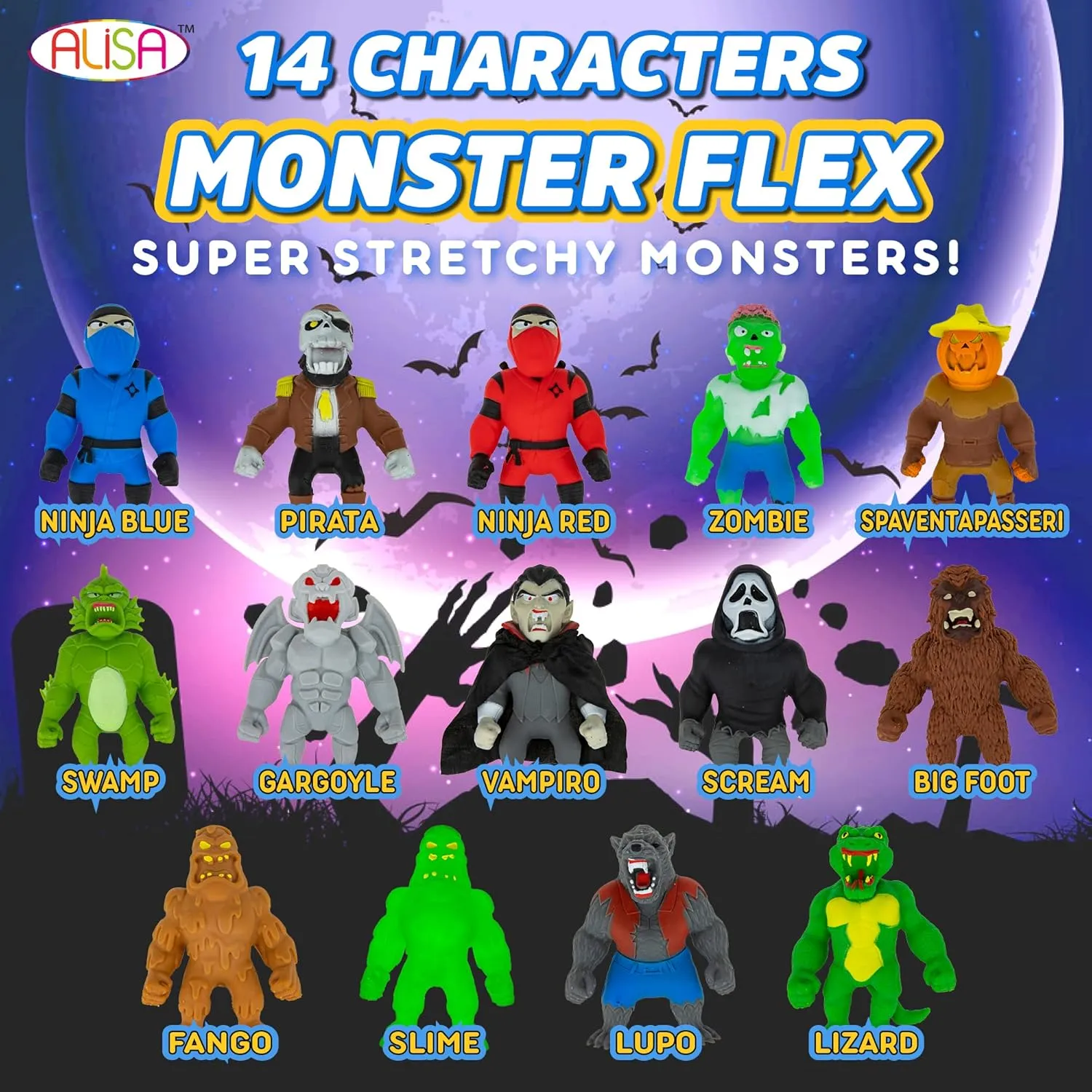 ALISA Monster Flex Stretchy Toys for Boys and Girls - Set of 2 - Spooky Stretch Monsters - Shaman-Ogre
