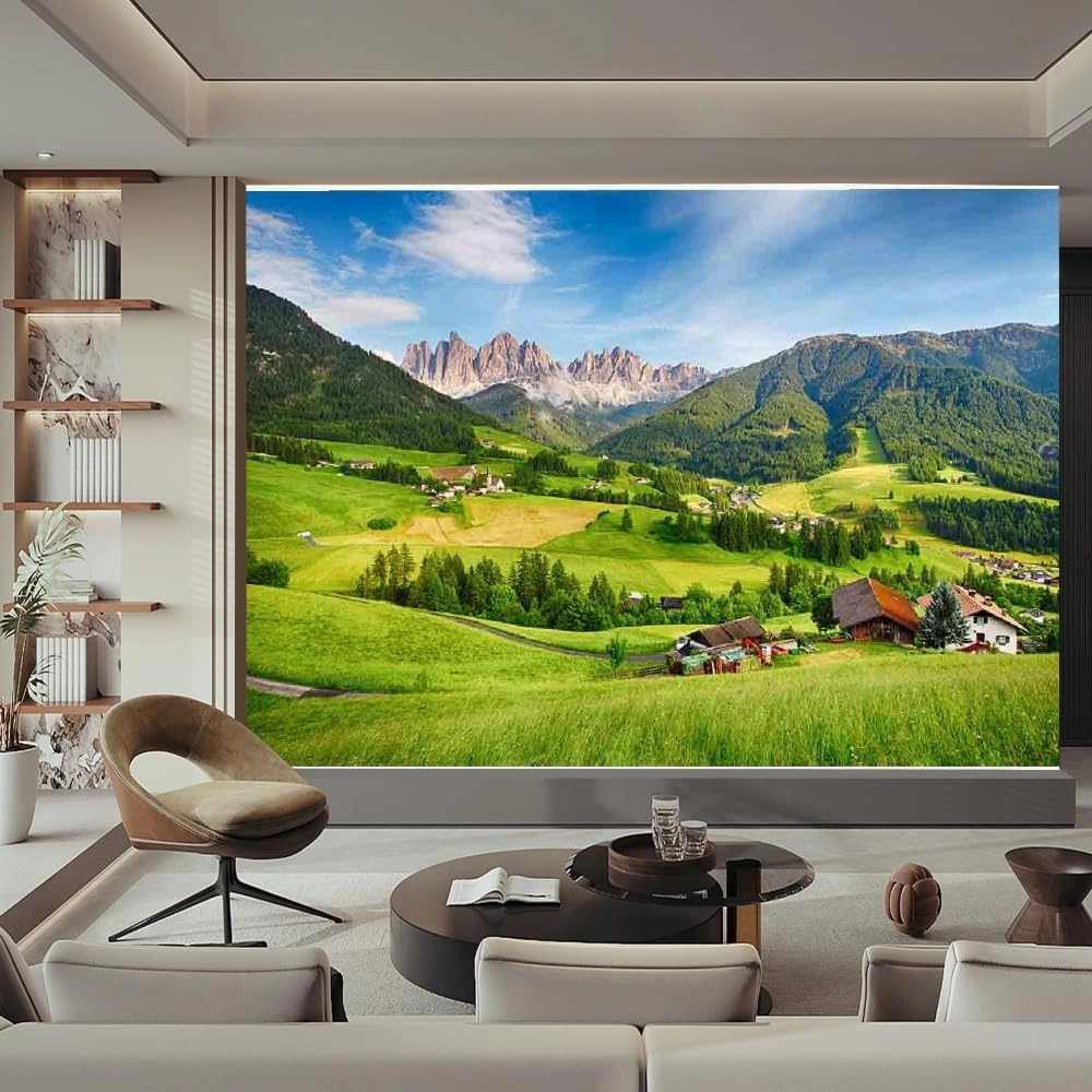 Alpine Grassland Living Room Wall Mural, Natural Scenery Large Wall Paper,Removable Wallpaper Wall Sticker,for Bedroom TV Background Office,Peel and Stick-144 W x100 H
