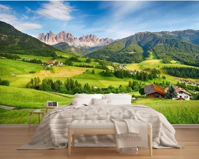 Alpine Grassland Living Room Wall Mural, Natural Scenery Large Wall Paper,Removable Wallpaper Wall Sticker,for Bedroom TV Background Office,Peel and Stick-144 W x100 H