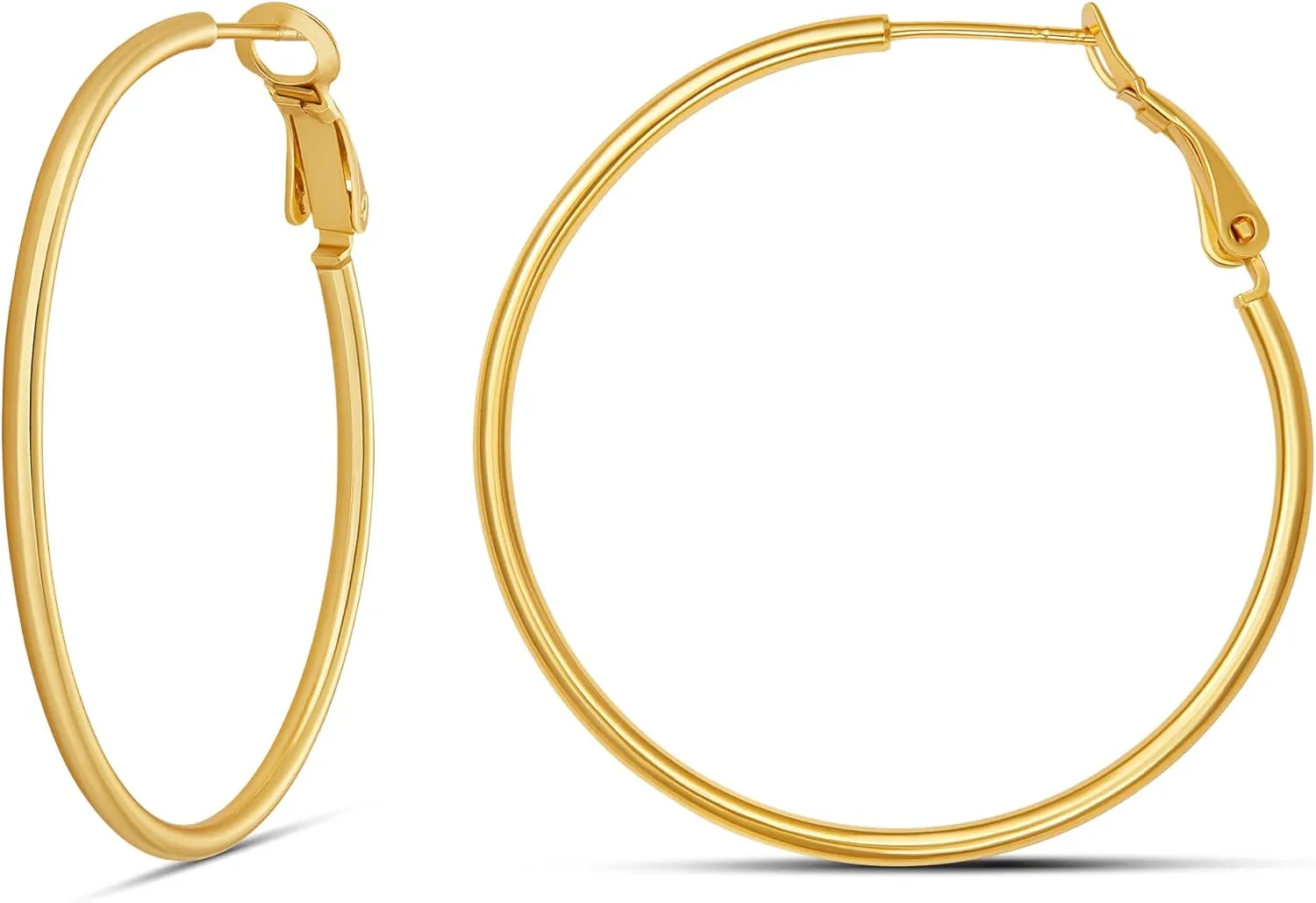Amazon Essentials Sterling Silver or Gold plated Lightweight Paddle Back Hoop Earrings (previously Amazon Collection)