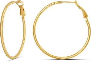 Amazon Essentials Sterling Silver or Gold plated Lightweight Paddle Back Hoop Earrings (previously Amazon Collection)