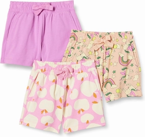 Amazon Essentials Girls and Toddlers' Pull-On Shorts, Pack of 3