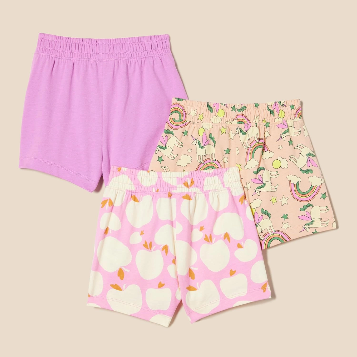 Amazon Essentials Girls and Toddlers' Pull-On Shorts, Pack of 3
