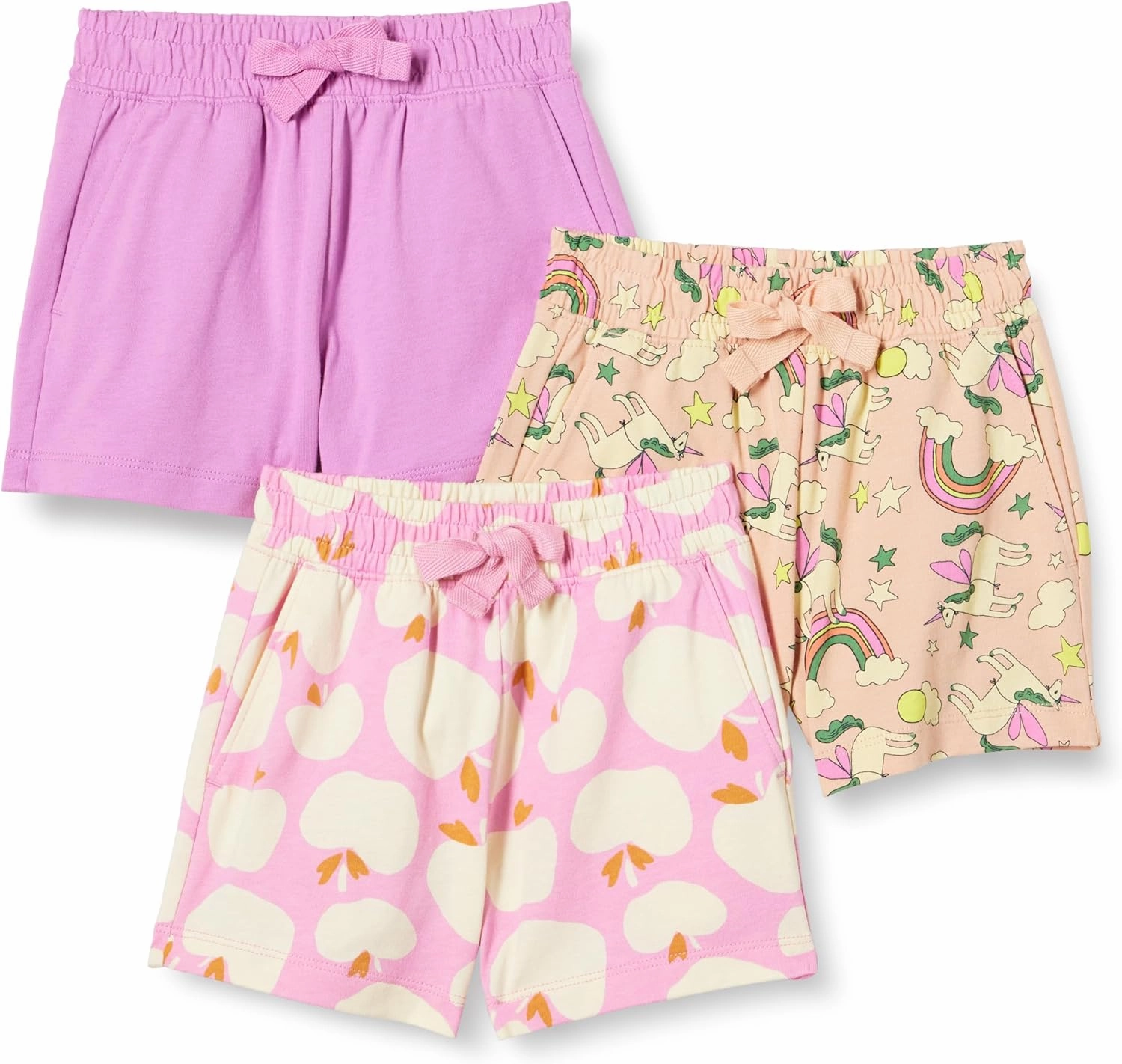 Amazon Essentials Girls and Toddlers' Pull-On Shorts, Pack of 3