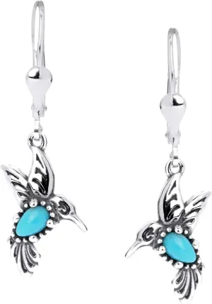 American West Jewelry Sterling Silver Women's Drop & Dangle Earrings Choice of Gemstone Color Hummingbird Design