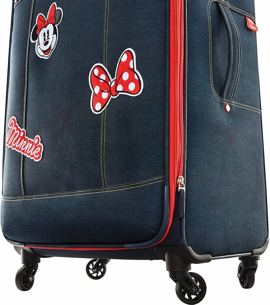American Tourister Disney Softside Luggage with Spinner Wheels, Minnie Mouse Denim, 21-Inch