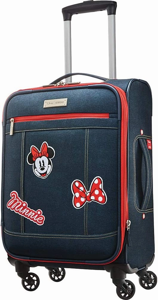 American Tourister Disney Softside Luggage with Spinner Wheels, Minnie Mouse Denim, 21-Inch