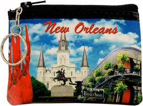 Americaware New Orleans Neoprene Coin Purse with Key Ring