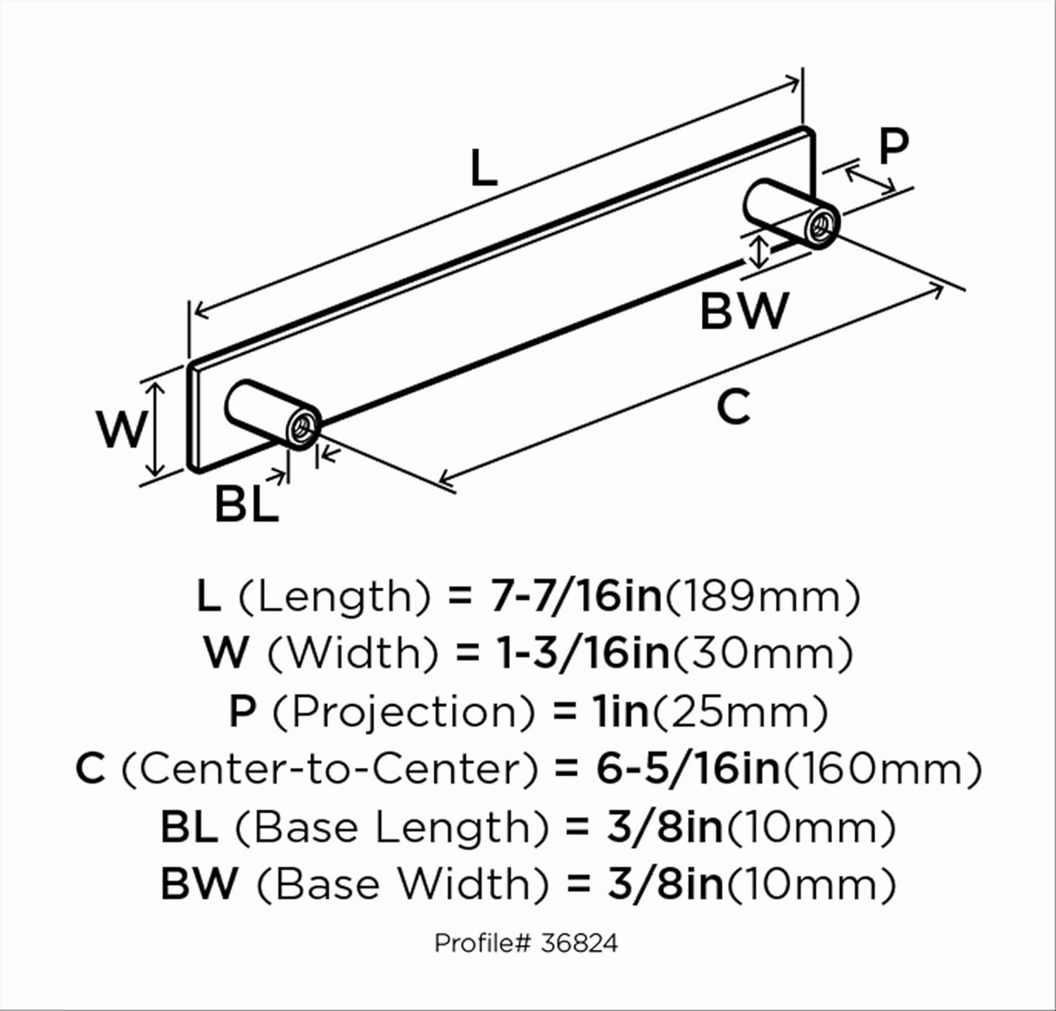Amerock | Cabinet Pull | Polished Nickel | 6-5/16 inch (160 mm) Center to Center | Kamari | 1 Pack | Drawer Pull | Drawer Handle | Cabinet Hardware