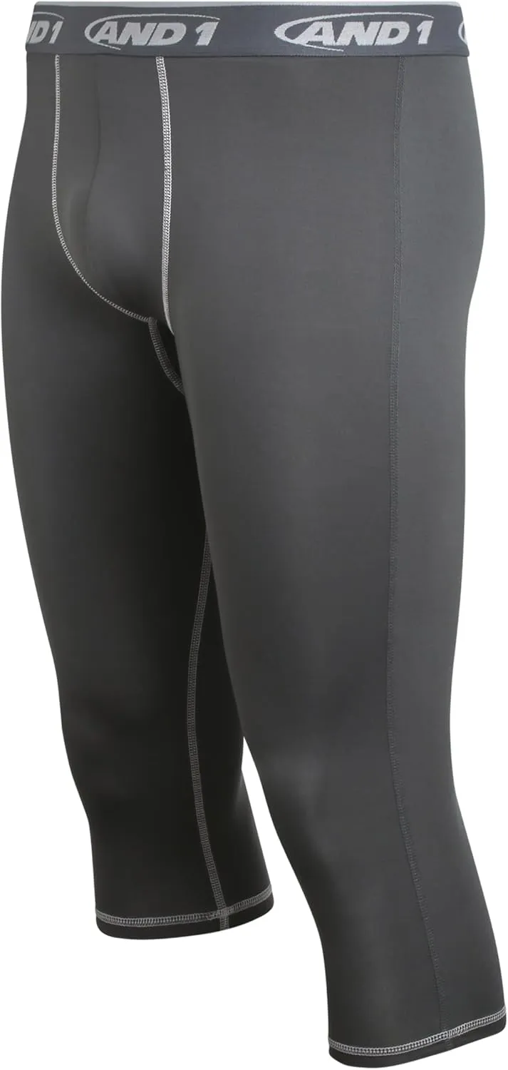 AND1 Men's Compression Leggings - 2 Pack Lightweight Moisture-Wicking Active Sports Compression Pants for Men (Sizes: S-XL)
