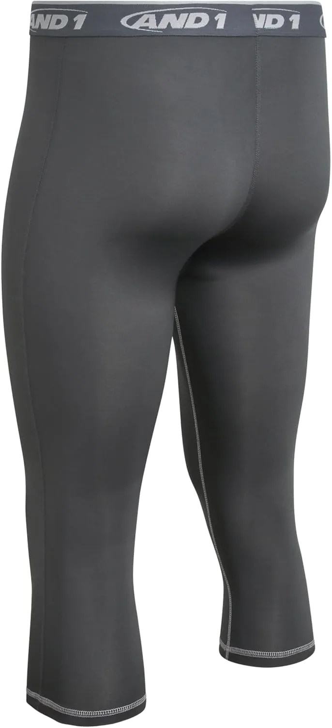 AND1 Men's Compression Leggings - 2 Pack Lightweight Moisture-Wicking Active Sports Compression Pants for Men (Sizes: S-XL)