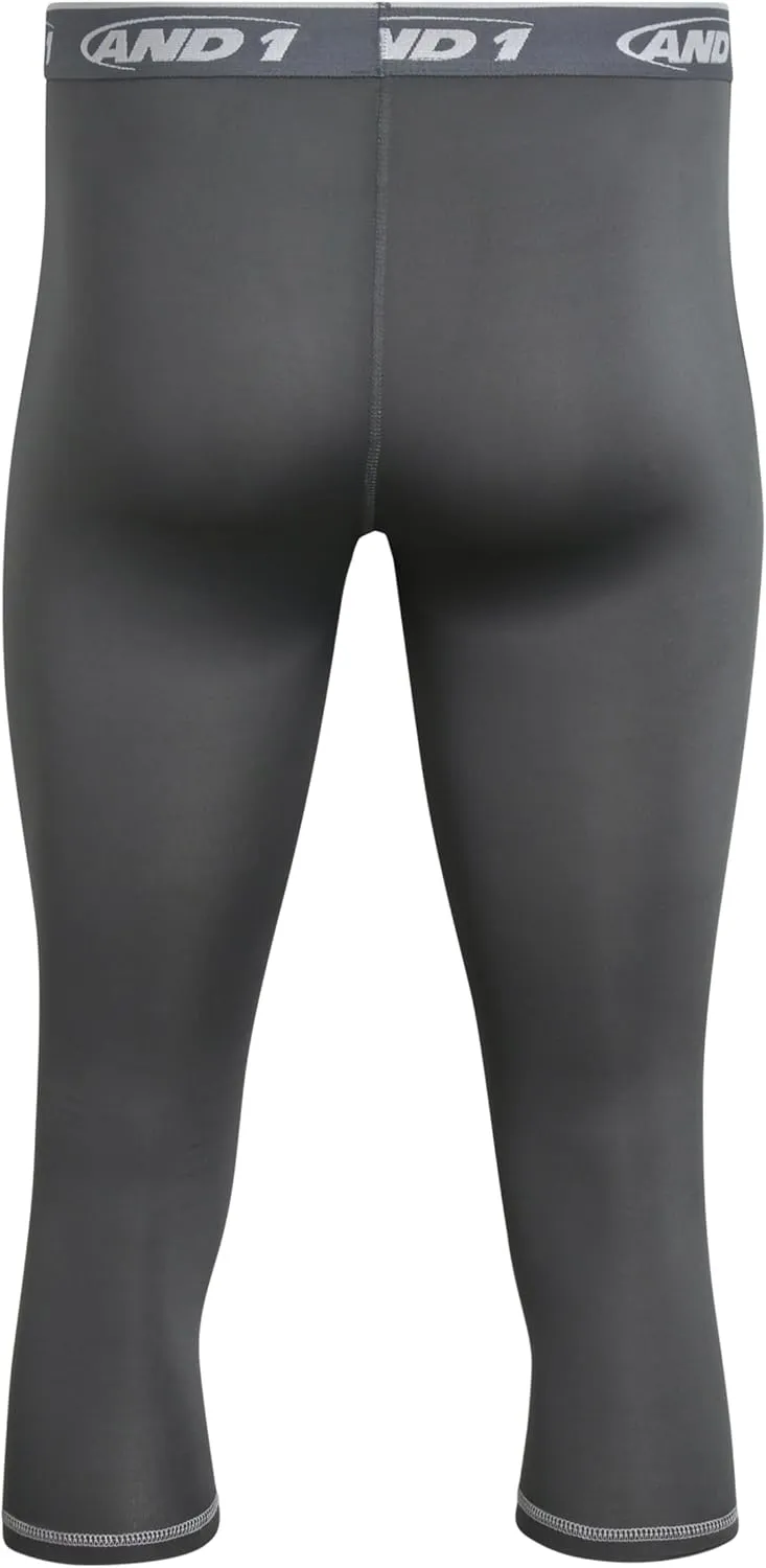 AND1 Men's Compression Leggings - 2 Pack Lightweight Moisture-Wicking Active Sports Compression Pants for Men (Sizes: S-XL)