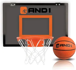 AND1 Over The Door Mini Hoop: - 18”x12” Easy to Install Portable Basketball Hoop with Steel Rim, Includes 5” Mini Basketball, Indoor Game Set for Children and Adults