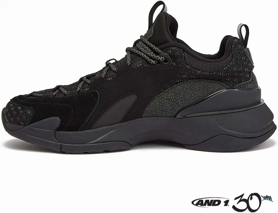 AND1 Marauder Men’s Basketball Shoes, Casual Low Top Basketball Sneakers, Sizes 7 to 15, Black, White, Red and Grey
