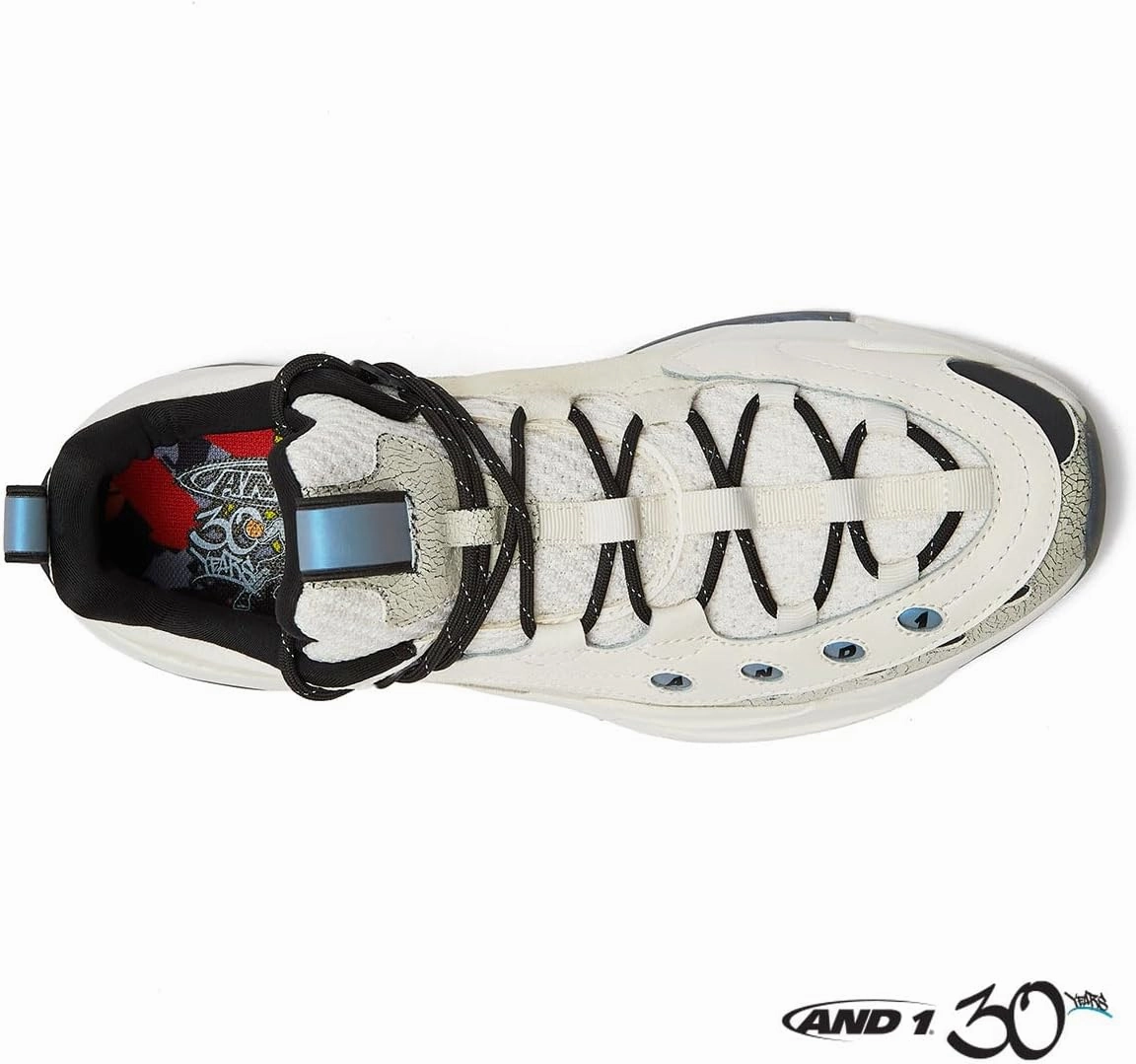 AND1 Marauder Men’s Basketball Shoes, Casual Low Top Basketball Sneakers, Sizes 7 to 15, Black, White, Red and Grey