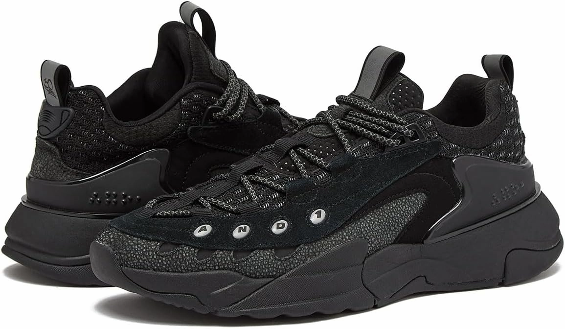 AND1 Marauder Men’s Basketball Shoes, Casual Low Top Basketball Sneakers, Sizes 7 to 15, Black, White, Red and Grey