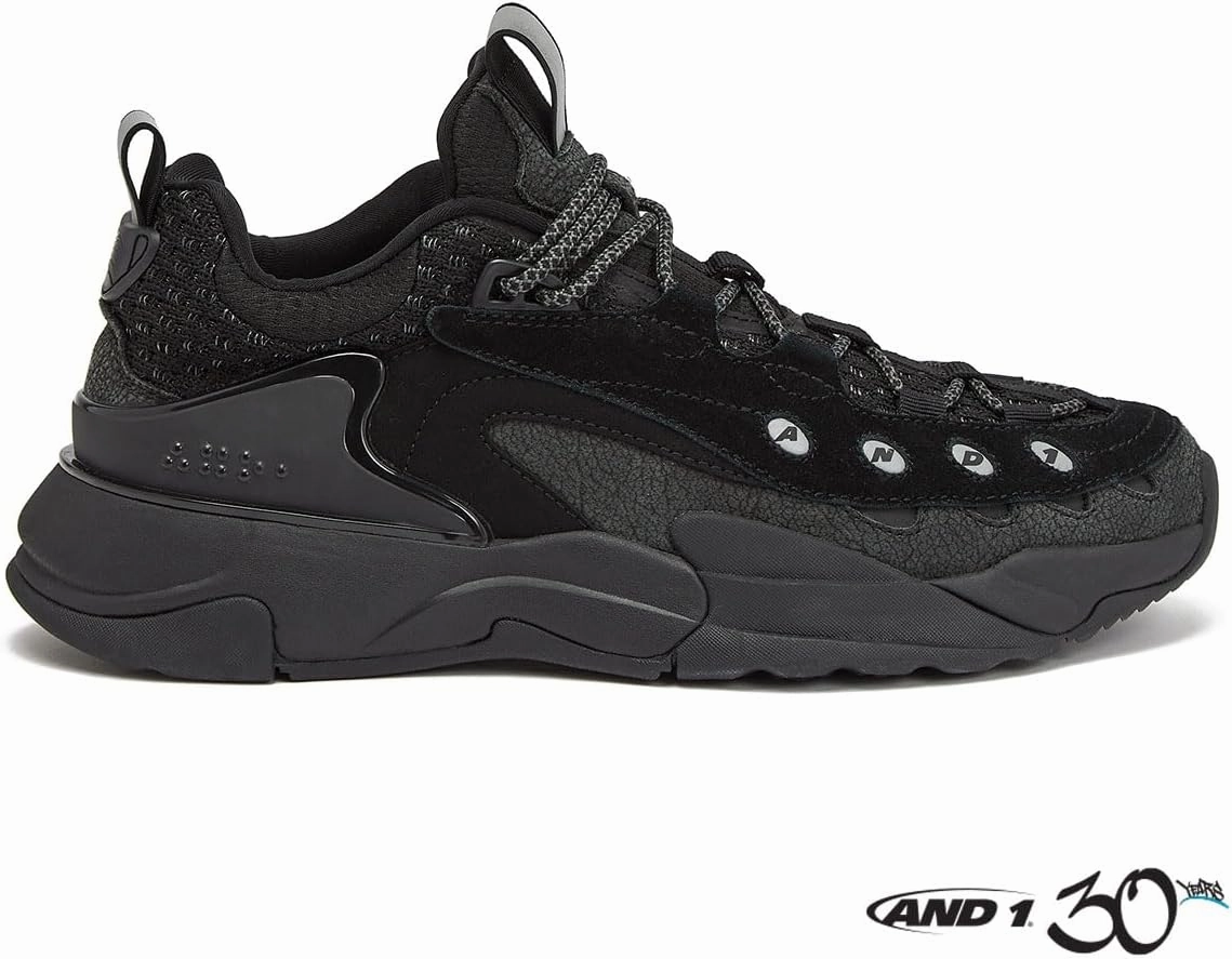 AND1 Marauder Men’s Basketball Shoes, Casual Low Top Basketball Sneakers, Sizes 7 to 15, Black, White, Red and Grey