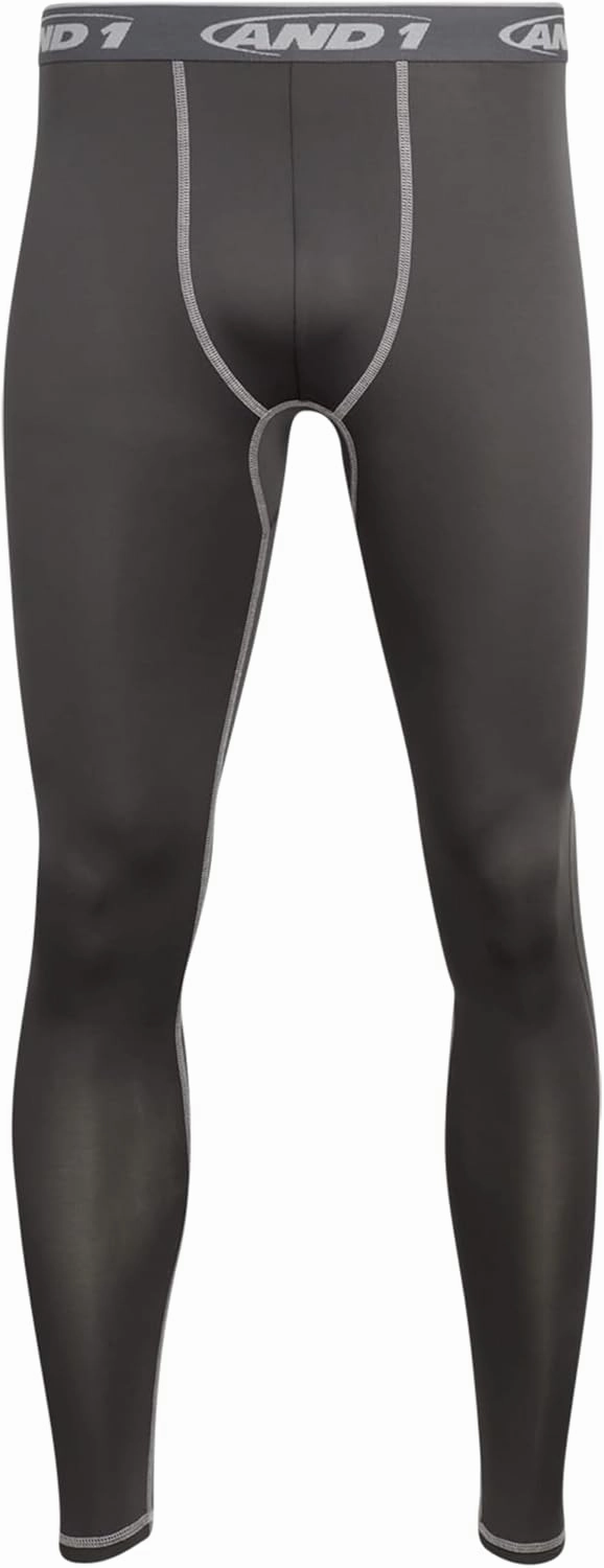 AND1 Men's Compression Leggings - 2 Pack Lightweight Moisture-Wicking Active Sports Compression Pants for Men (Sizes: S-XL)