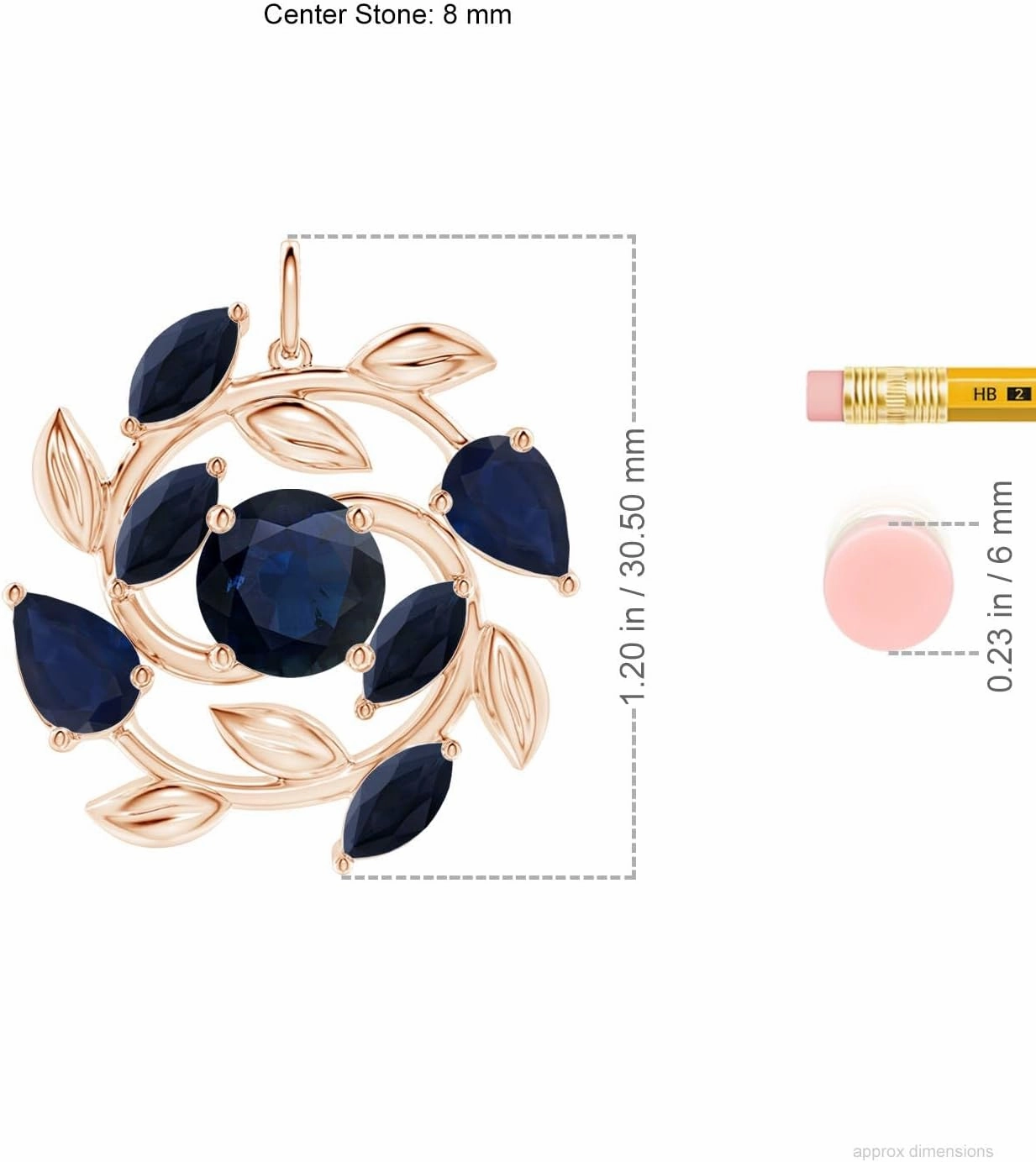 Angara Natural Blue Sapphire Olive Branch Pendant Necklace in 14K Solid Gold | September Birthstone, Birthday, Engagement, Anniversary, Wedding Jewelry Gift for Women
