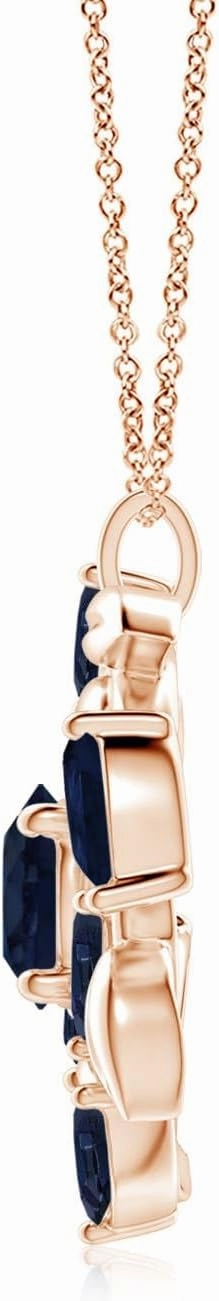Angara Natural Blue Sapphire Olive Branch Pendant Necklace in 14K Solid Gold | September Birthstone, Birthday, Engagement, Anniversary, Wedding Jewelry Gift for Women