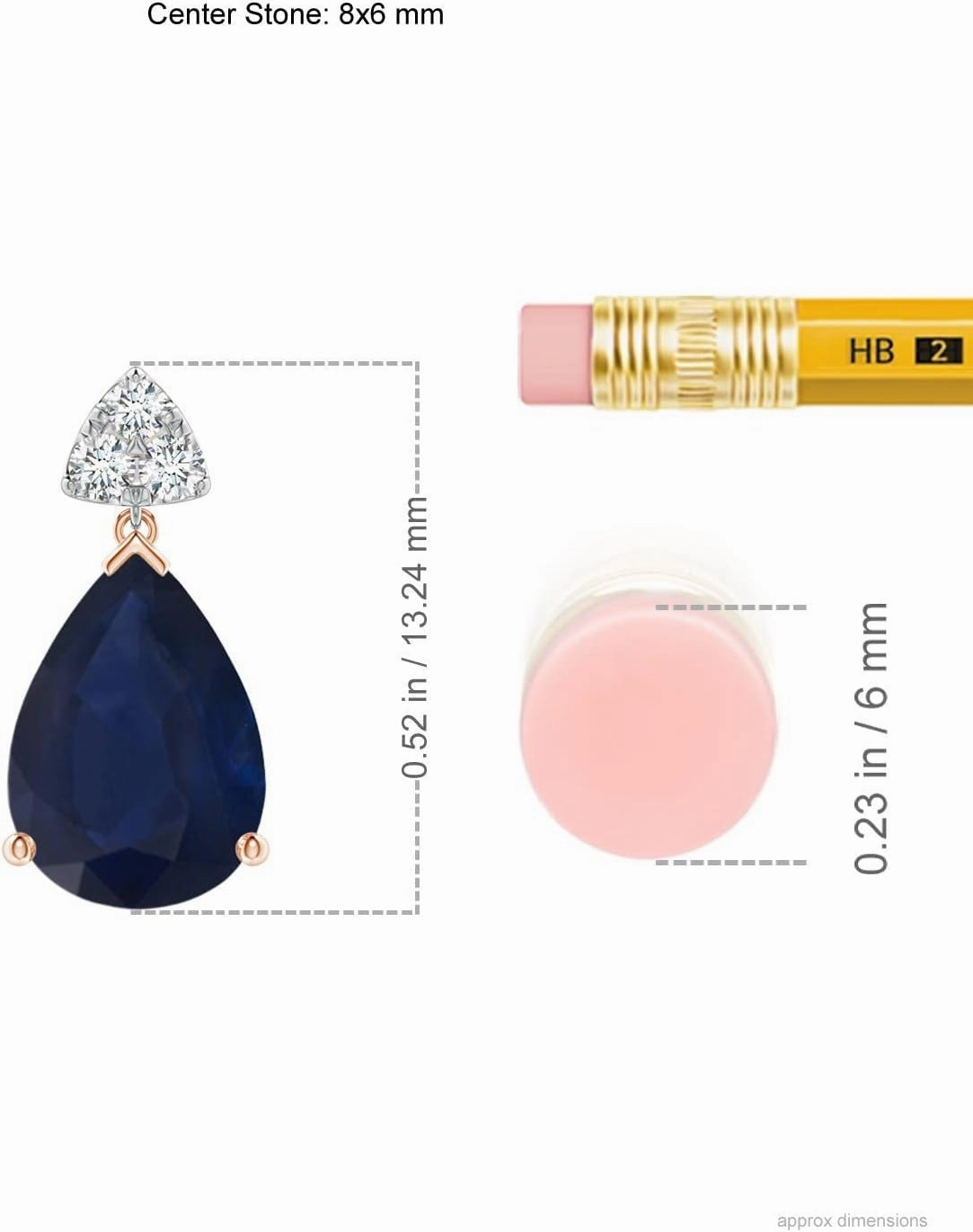ANGARA Natural Pear-Shaped Sapphire Drop Earrings with Trio Diamonds in Silver / 14K Solid Gold/Platinum | September Birthstone, Birthday, Engagement, Anniversary, Wedding Jewelry Gift for Women
