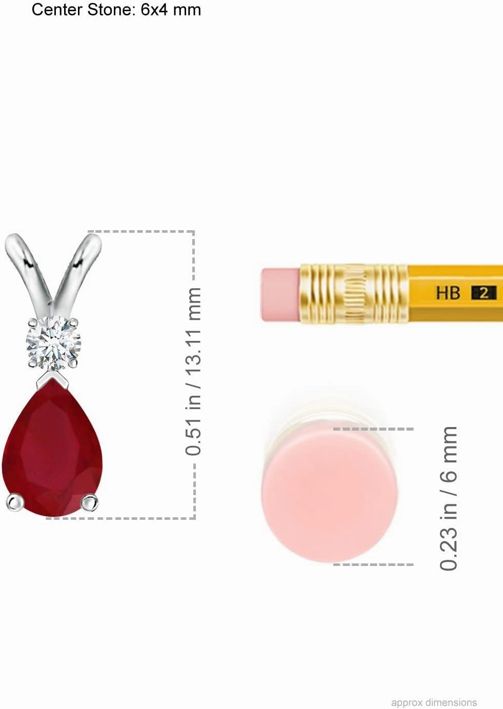Angara Natural Ruby Teardrop Pendant with Diamond in Silver / 14K Solid Gold/Platinum | July Birthstone, Birthday, Engagement, Anniversary, Wedding Jewelry Gift for Women