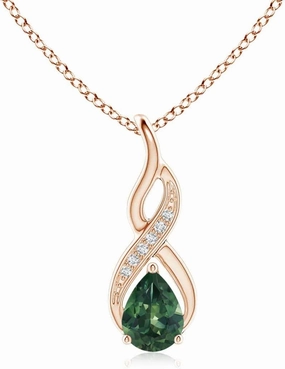 Angara Natural Teal Montana Sapphire Infinity Swirl Pendant with Diamonds in 14K Solid Gold/Platinum | Birthday, Engagement, Anniversary, Wedding Jewelry Gift for Women