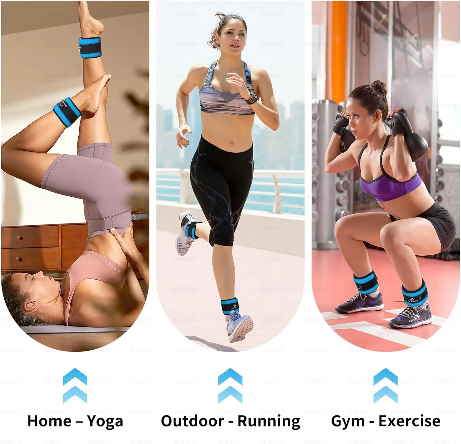 Ankle Weights for Women & Men - 0.5lb/1lb/2lb/3lb Pairs for Walking, Running, Yoga, Fitness - Premium Ice Silk Fabric - Comfortable, Durable & Tear Resistant