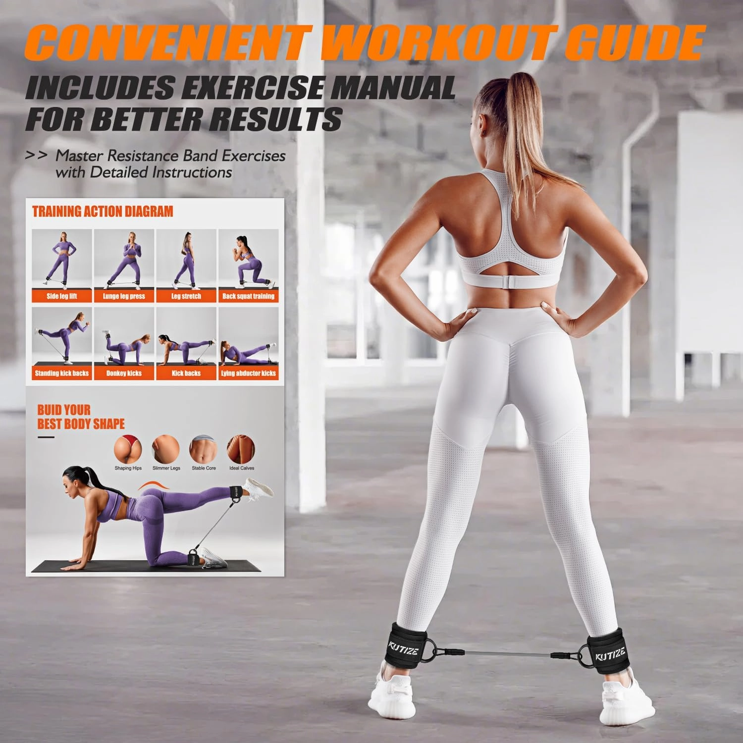 Ankle Resistance Bands with Cuffs for Women & Men - 3-Level Adjustable Leg & Glute Workout Equipment, Portable Home Gym Exercise Bands for Kickbacks, Hip Thrusts, Yoga, Strength Training