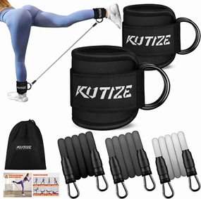 Ankle Resistance Bands with Cuffs for Women & Men - 3-Level Adjustable Leg & Glute Workout Equipment, Portable Home Gym Exercise Bands for Kickbacks, Hip Thrusts, Yoga, Strength Training