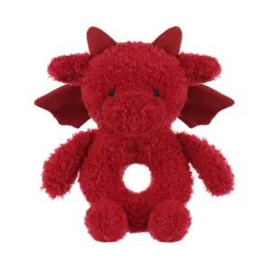 Apricot Lamb Baby Lovey Red Dragon Soft Rattle Toy, Plush Stuffed Animal for Newborn Soft Over 0 Months