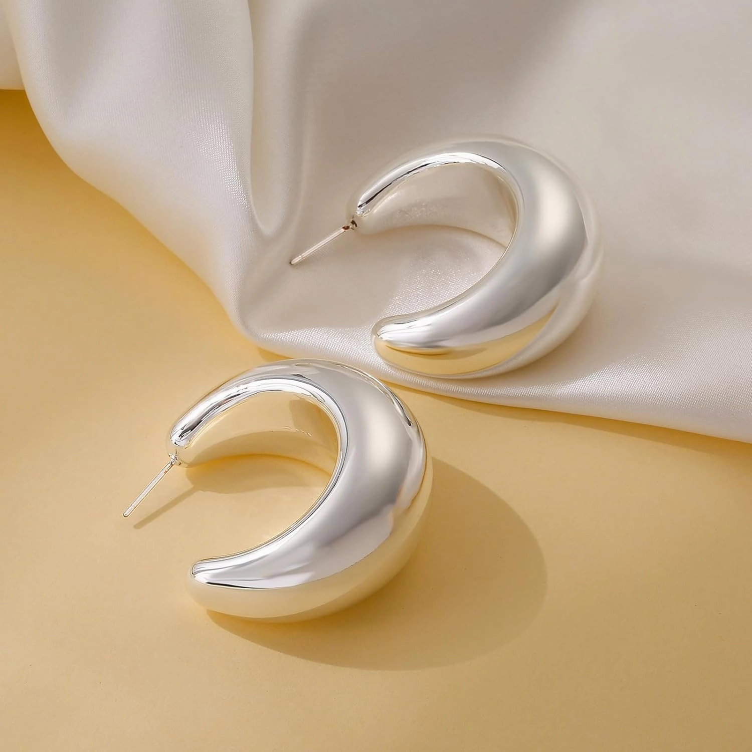 Apsvo Extra Large Drop Earring, Oversized Chunky Gold Hoop Earrings for Women, Lightweight Hypoallergenic Gold Plated Big Earrings Fashion Jewelry