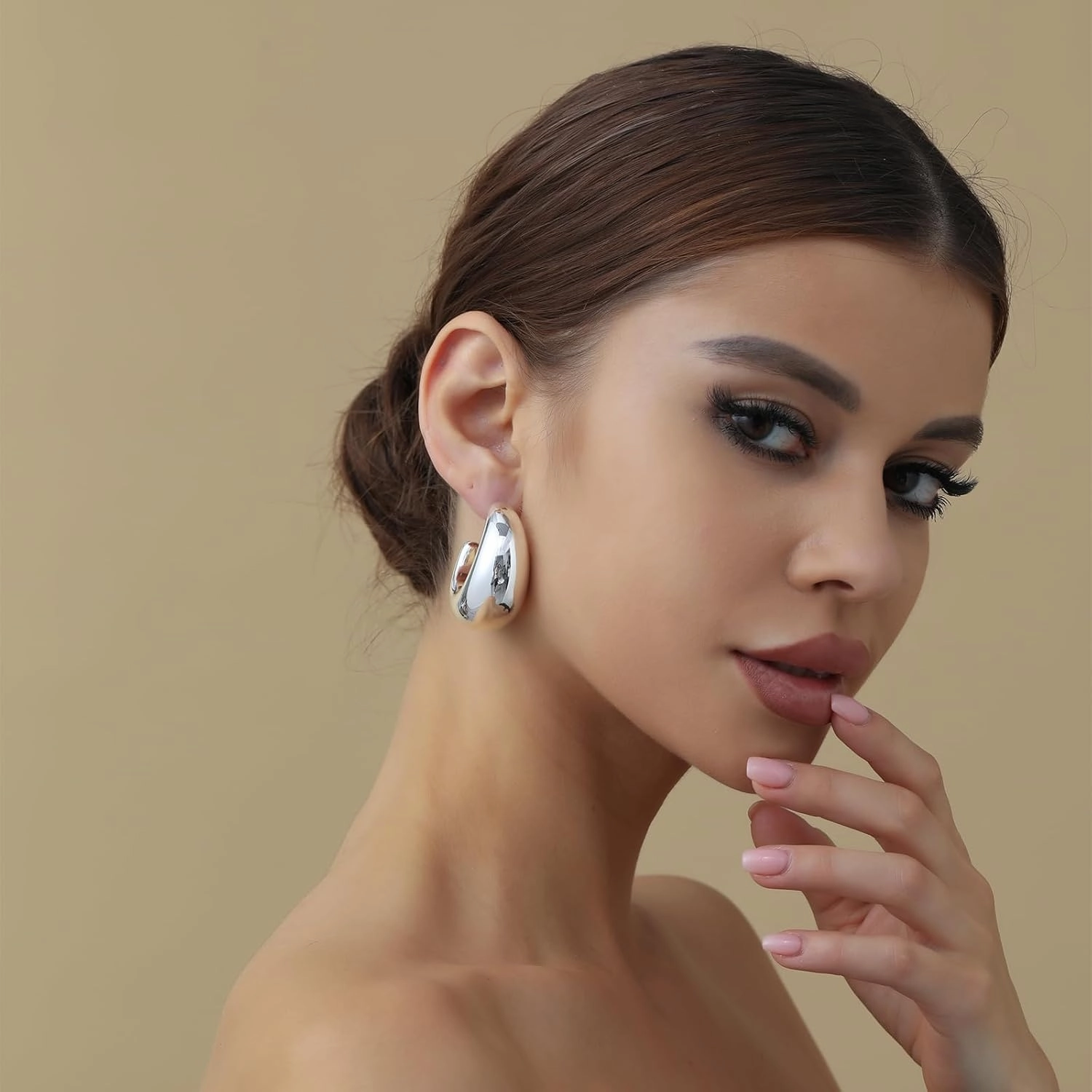 Apsvo Extra Large Drop Earring, Oversized Chunky Gold Hoop Earrings for Women, Lightweight Hypoallergenic Gold Plated Big Earrings Fashion Jewelry