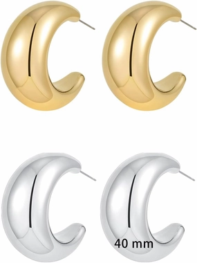 Apsvo Extra Large Drop Earring, Oversized Chunky Gold Hoop Earrings for Women, Lightweight Hypoallergenic Gold Plated Big Earrings Fashion Jewelry