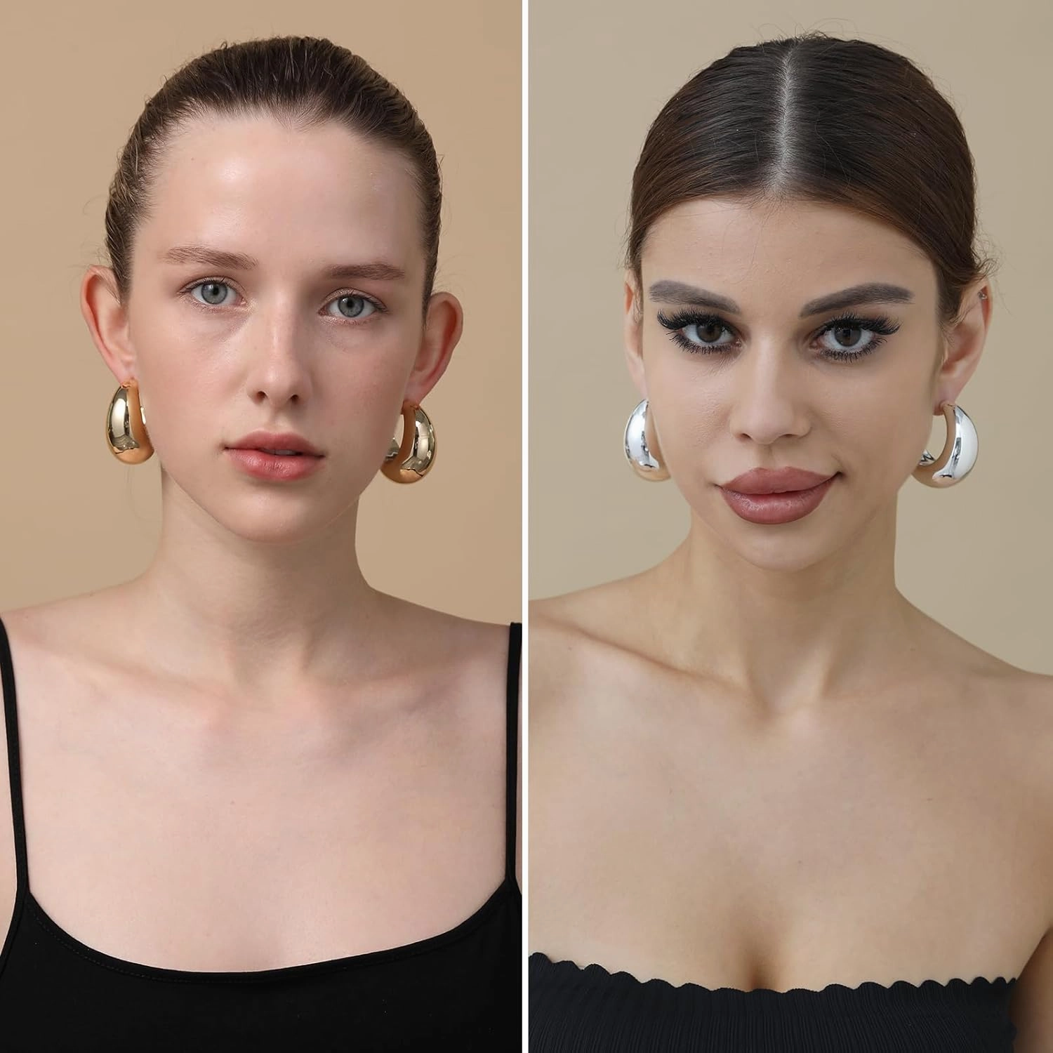 Apsvo Extra Large Drop Earring, Oversized Chunky Gold Hoop Earrings for Women, Lightweight Hypoallergenic Gold Plated Big Earrings Fashion Jewelry