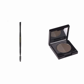 Arches & Halos Brow Shaping Set - Dual Ended Brush With Luxury Brow Powder In Charcoal - Define, Brush And Blend Brows - Easily Fill, Sculpt Full Eyebrows - Vegan, Cruelty Free Makeup - 2 Pc