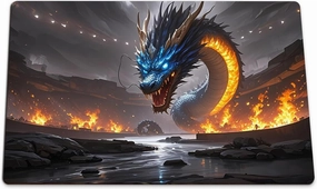 Arena Flame Blue Dragon Playmat Trading Card Game mat TCG CCG Mat Free Bag