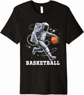 Astronaut Playing A Basketball Shoot Court Player Premium T-Shirt