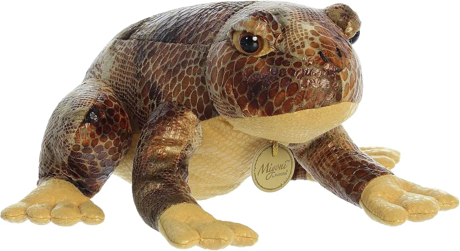 Aurora® Realistic Miyoni® American Bullfrog Stuffed Animal - Lifelike Detail - Cherished Companionship - Brown 11 Inches
